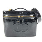 Chanel Handbag CC Logo Vanity Bag Patent Leather Black