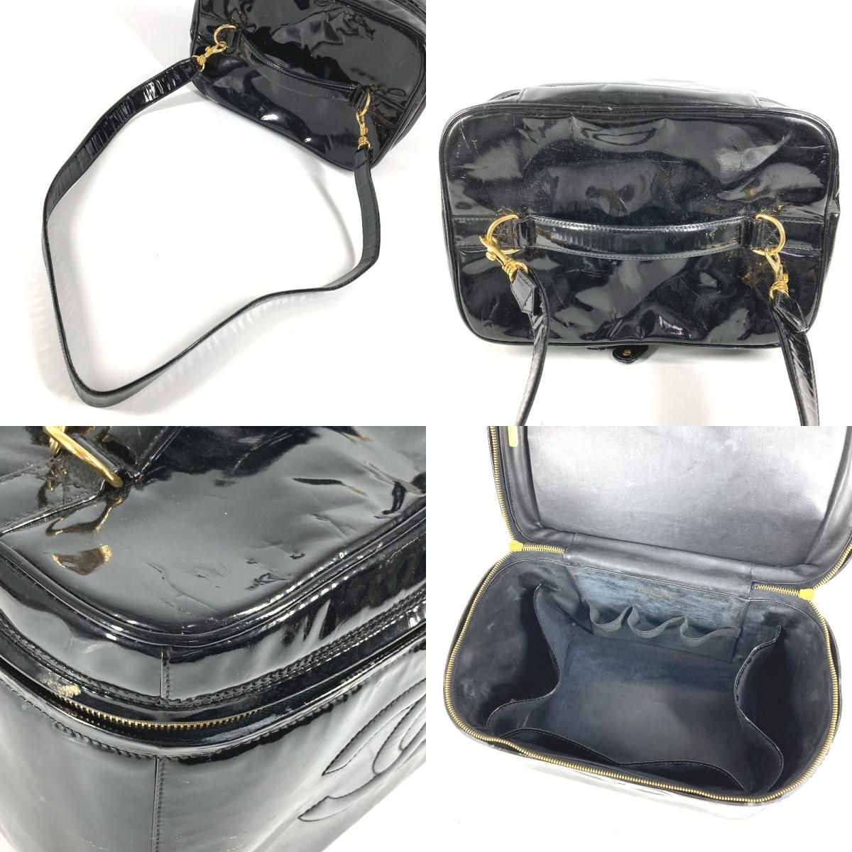 Chanel Handbag CC Logo Vanity Bag Patent Leather Black — view 7