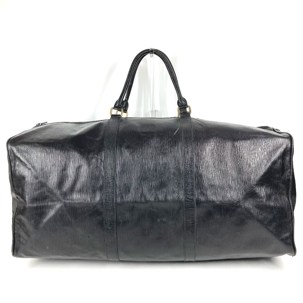 Fendi Boston Bag FF Logo Leather Black