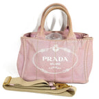 Prada Handbag Canapa Logo Mini Canvas Pink