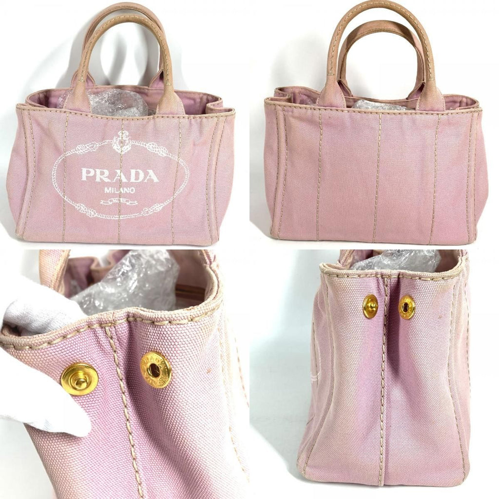 Prada Handbag Canapa Logo Mini Canvas Pink — view 8