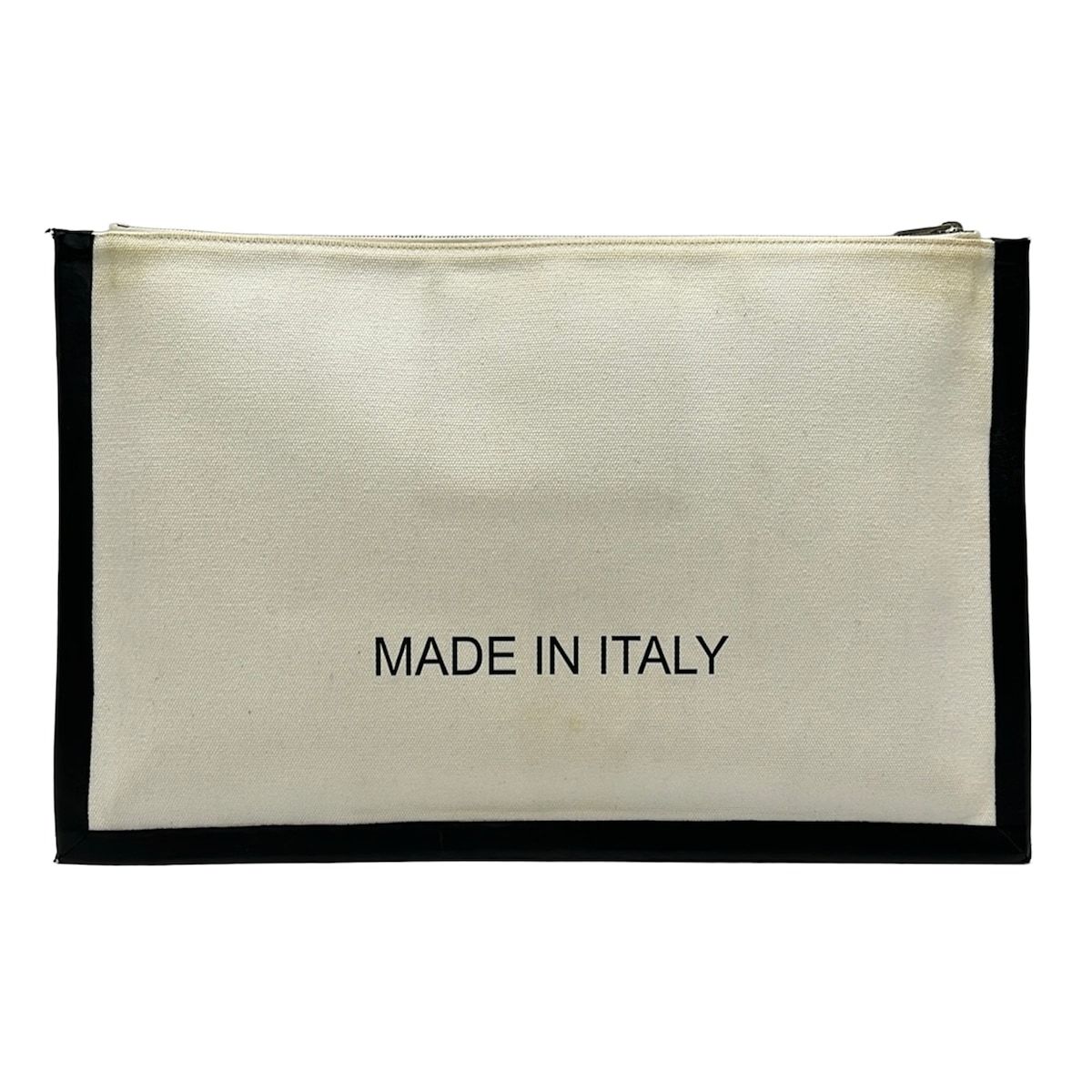 Celine Clutch Ivory Black Textile Logo Leather — view 3