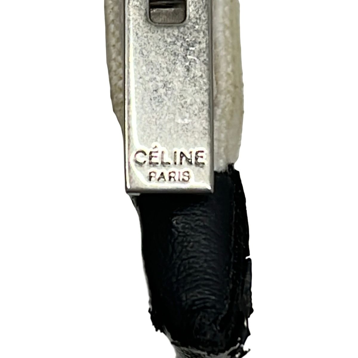 Celine Clutch Ivory Black Textile Logo Leather — view 9
