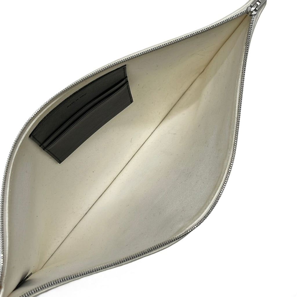 Celine Clutch Ivory Black Textile Logo Leather — view 7