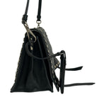 Prada Shoulder Bag Etiquette Black Silver Studs Leather — view 4