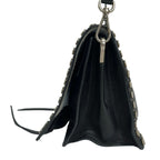 Prada Shoulder Bag Etiquette Black Silver Studs Leather — view 2