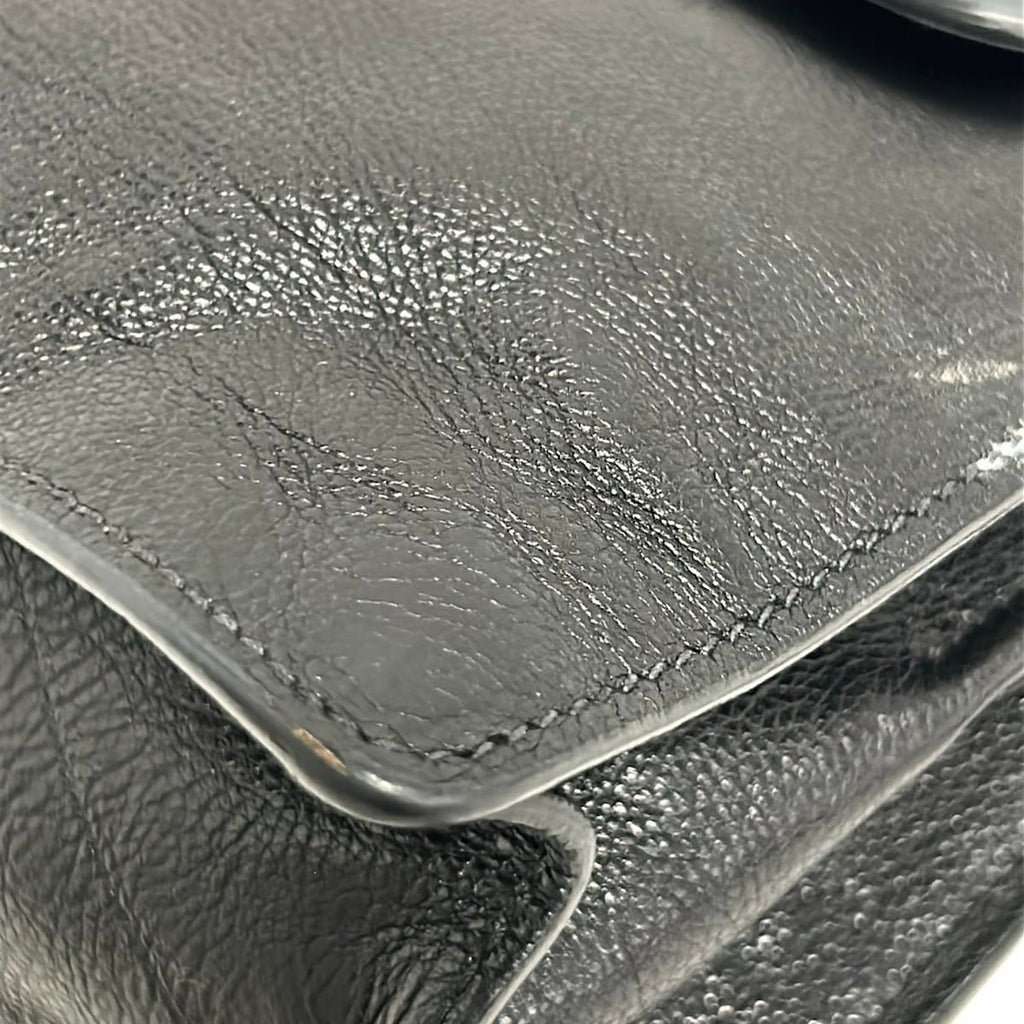 Prada Shoulder Bag Etiquette Black Silver Studs Leather — view 6