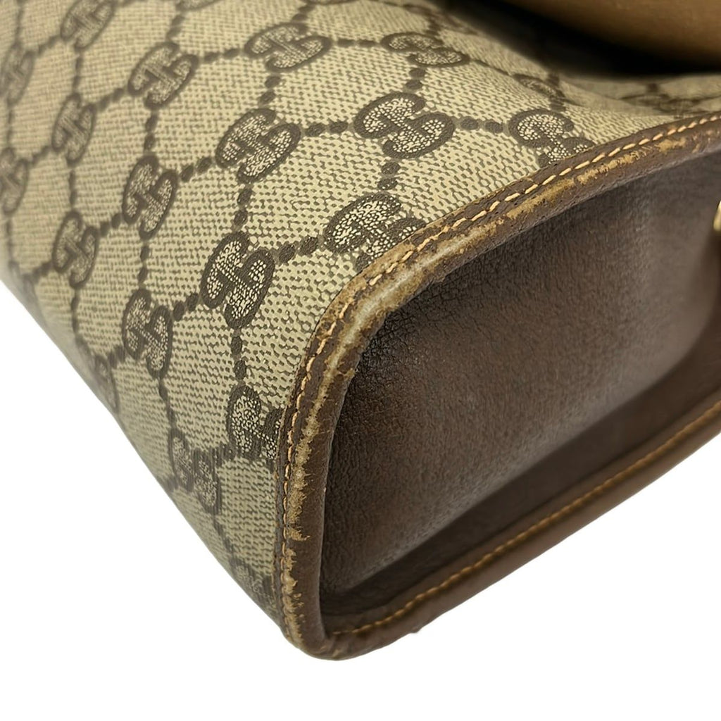 Gucci Shoulder Bag Vintage 156 01 031 Beige Dark Brown Multi External Chain — view 6