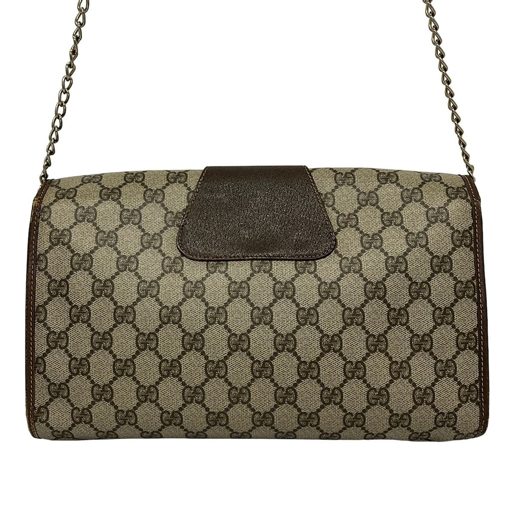 Gucci Shoulder Bag Vintage 156 01 031 Beige Dark Brown Multi External Chain — view 3