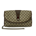 Gucci Shoulder Bag Vintage 156 01 031 Beige Dark Brown Multi External Chain