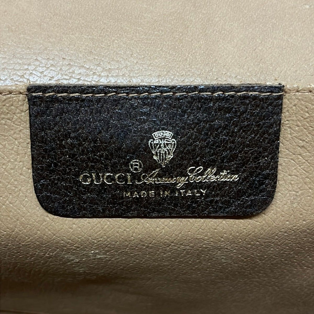 Gucci Shoulder Bag Vintage 156 01 031 Beige Dark Brown Multi External Chain — view 8