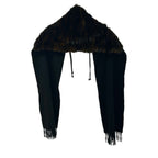 Fendi Shawl Black Dark Brown Cashmere Fur Scarf — view 2