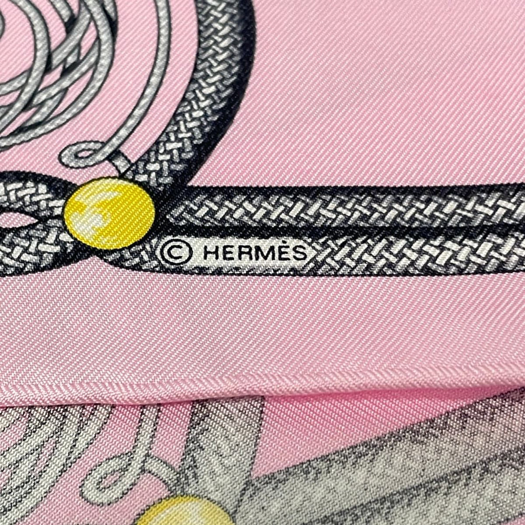 Hermes Scarf Carre 45 Gavroche Pink Gray Multi Brandebourgs — view 2