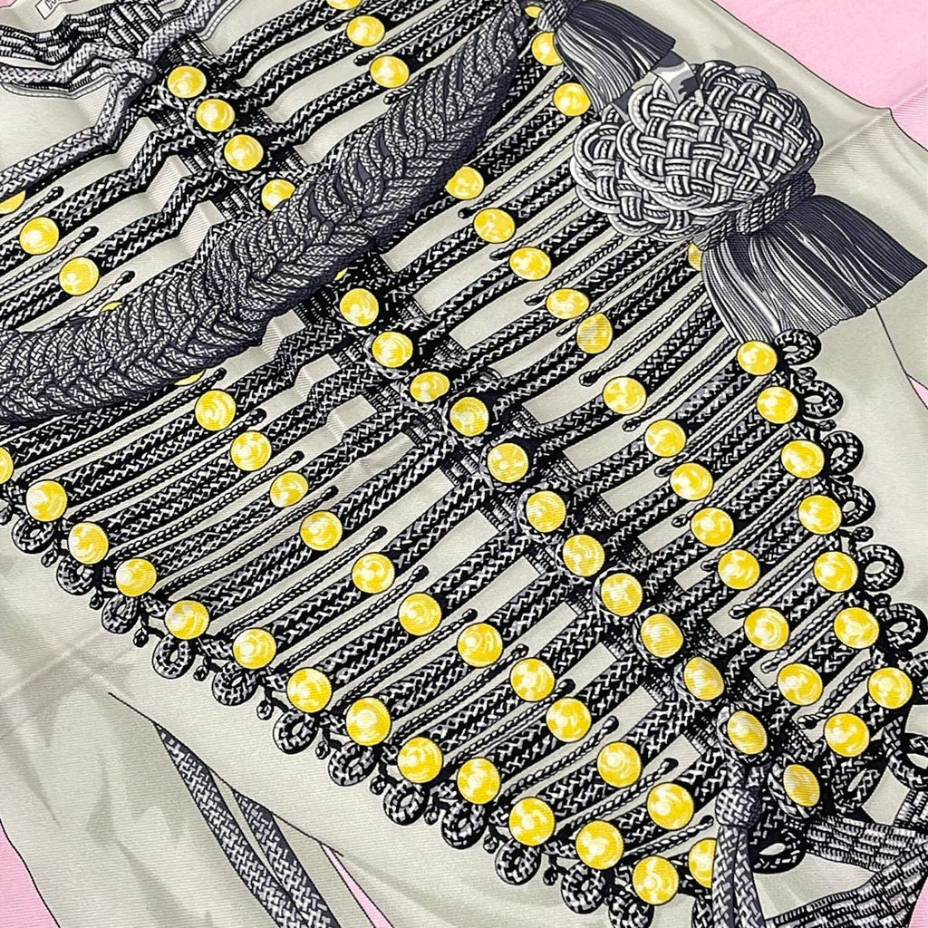 Hermes Scarf Carre 45 Gavroche Pink Gray Multi Brandebourgs — view 4