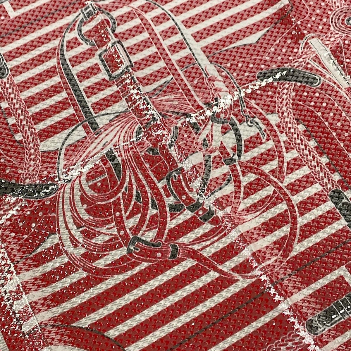 Hermes Scarf Carre 55 Red Blue Multi Disco Coaching Silk — view 3