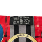Hermes Scarf Twill Red Gray Beige Multi Ribbon Tatersale Horse Plaid Pattern — view 3