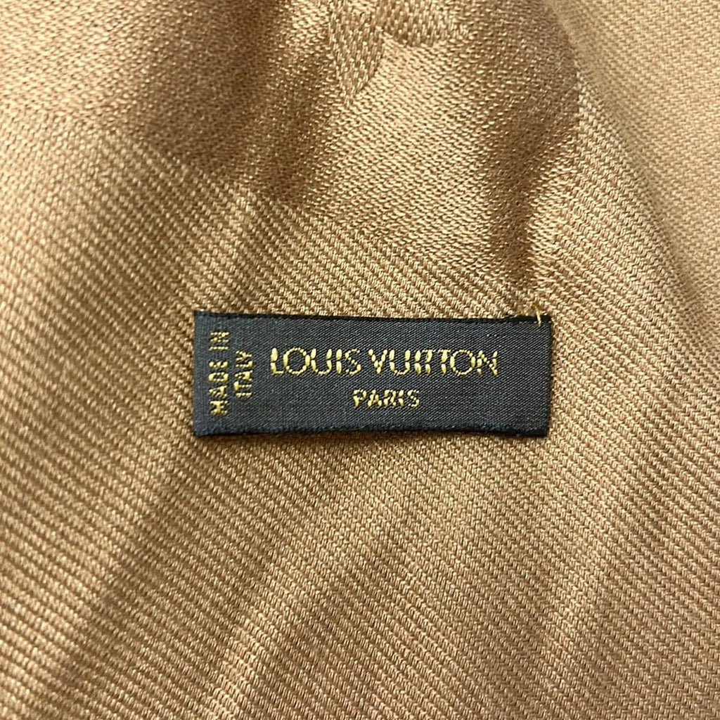 Louis Vuitton Shawl Monogram Camel Wool Silk Scarf — view 2