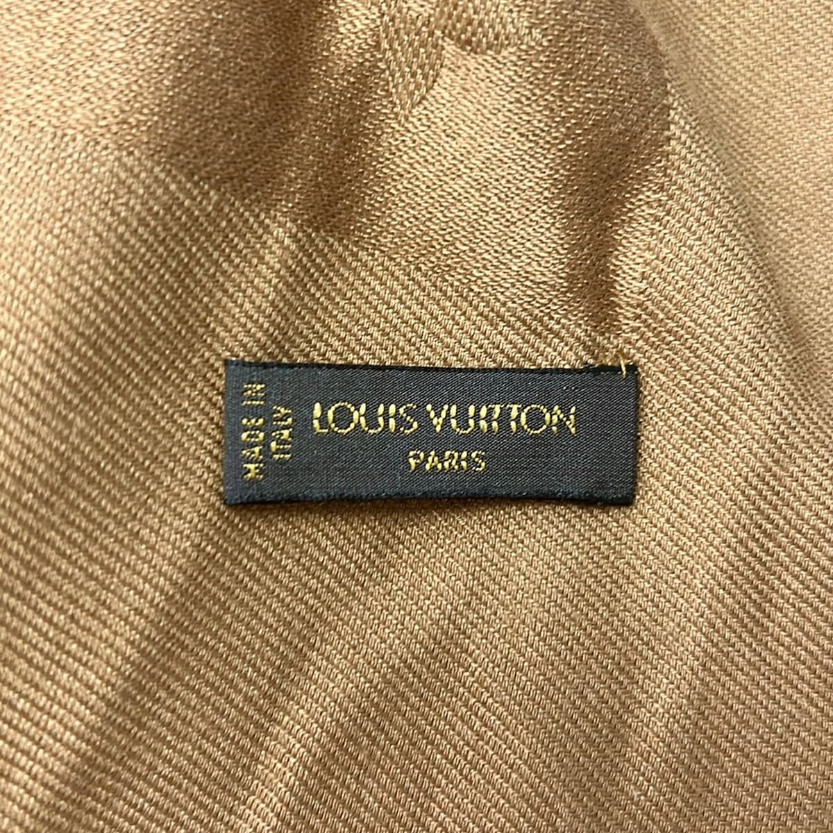 Louis Vuitton Shawl Monogram Camel Wool Silk Scarf — view 2