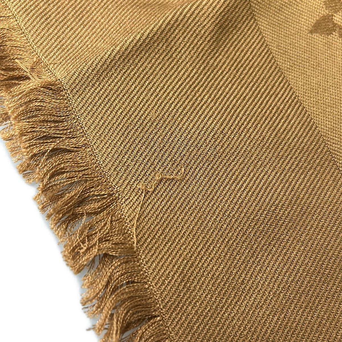 Louis Vuitton Shawl Monogram Camel Wool Silk Scarf — view 4