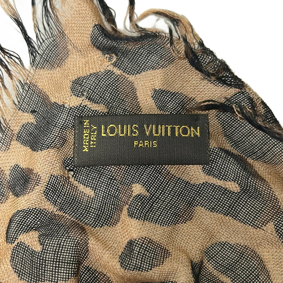 Louis Vuitton Shawl Etole Leopard Brown Cashmere Silk Scarf — view 2