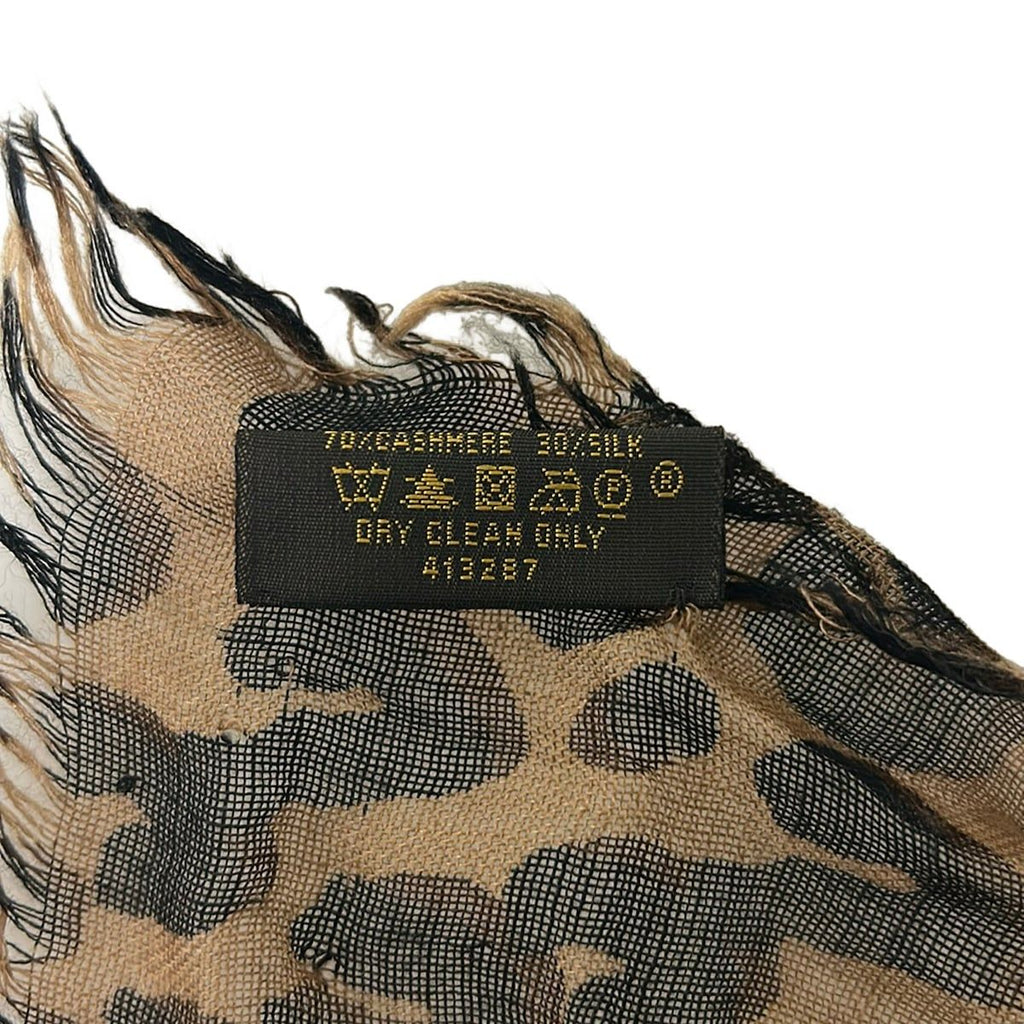 Louis Vuitton Shawl Etole Leopard Brown Cashmere Silk Scarf — view 3