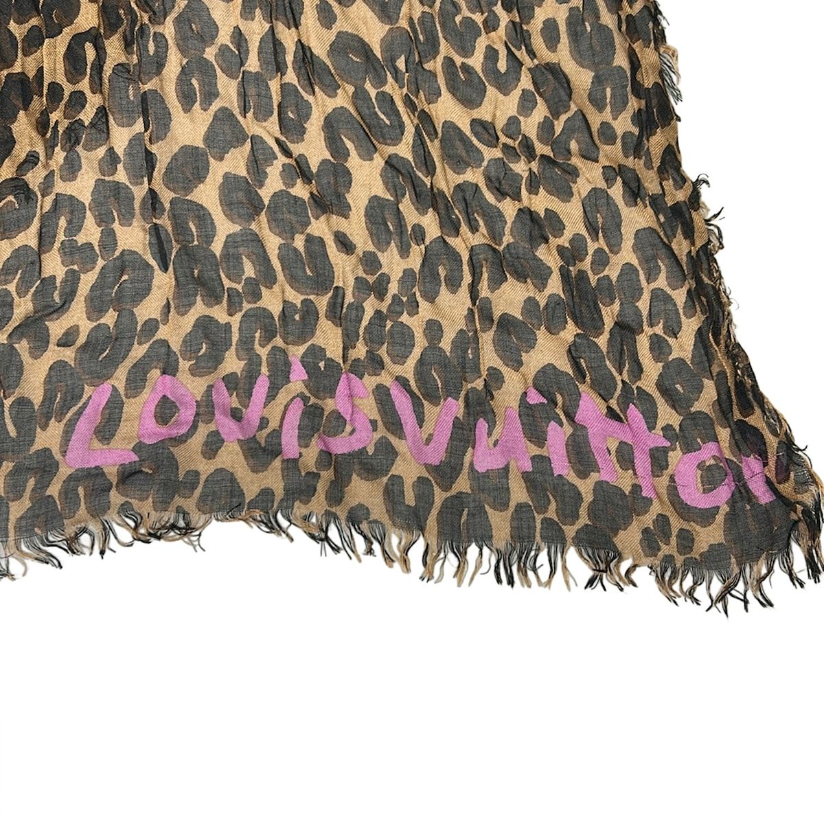 Louis Vuitton Shawl Etole Leopard Brown Cashmere Silk Scarf — view 5
