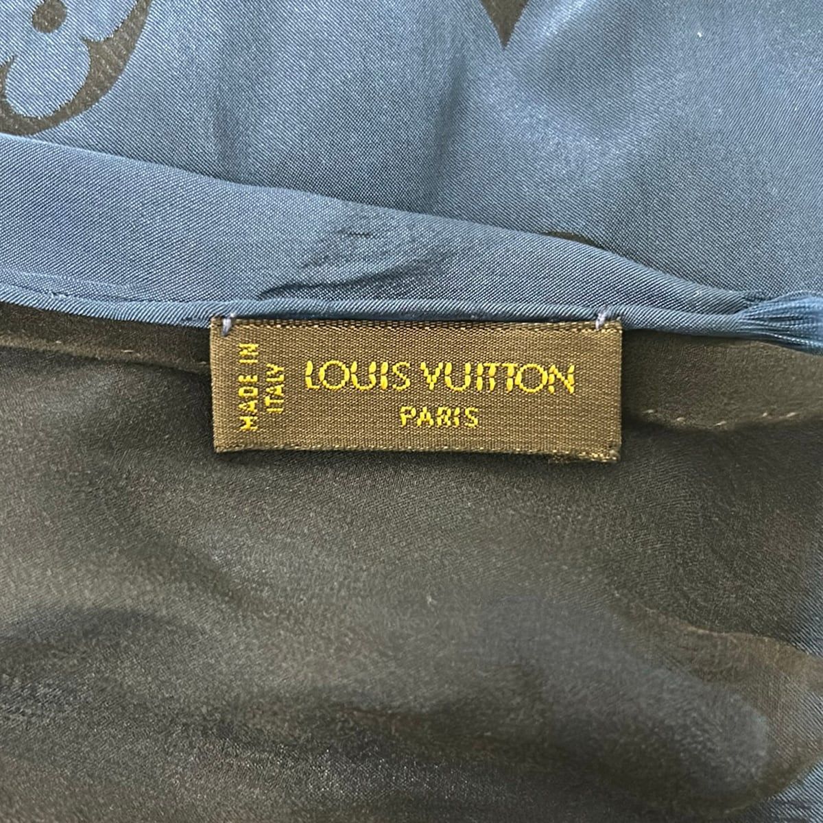 Louis Vuitton Shawl Etole Venis Noir Blue Silk Scarf — view 2