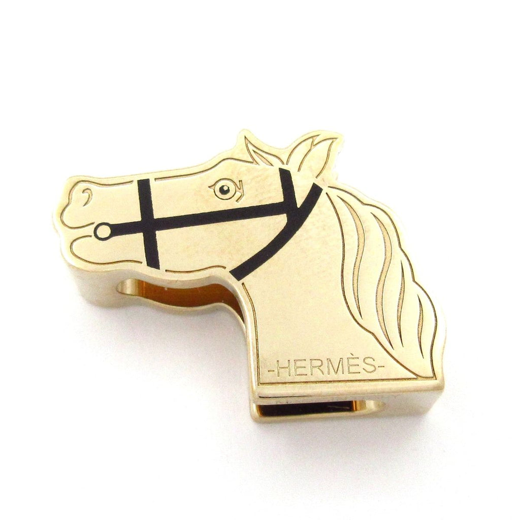 Hermes Scarf Ring Quadrige Gold Black Twilly