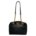 Gucci Shoulder Bag GG Marmont Black Chain Leather