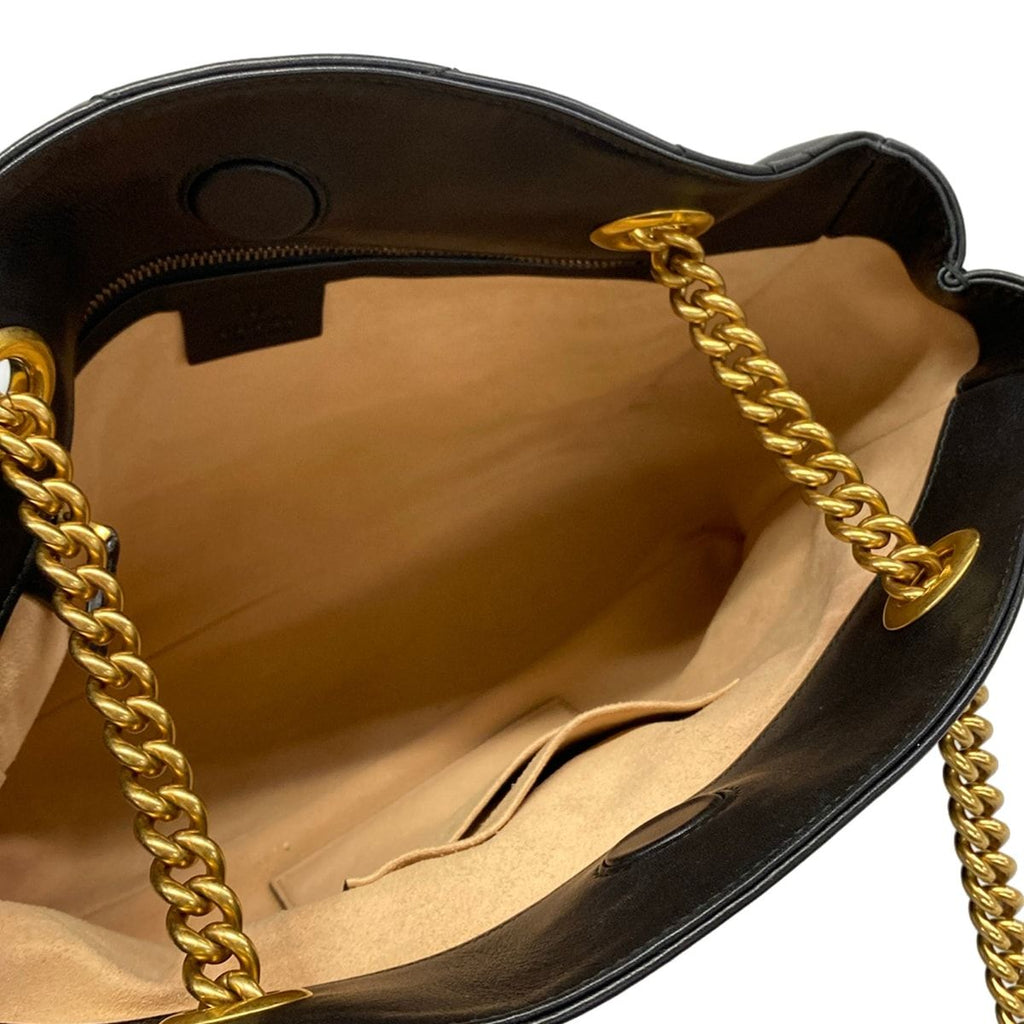 Gucci Shoulder Bag GG Marmont Black Chain Leather — view 7