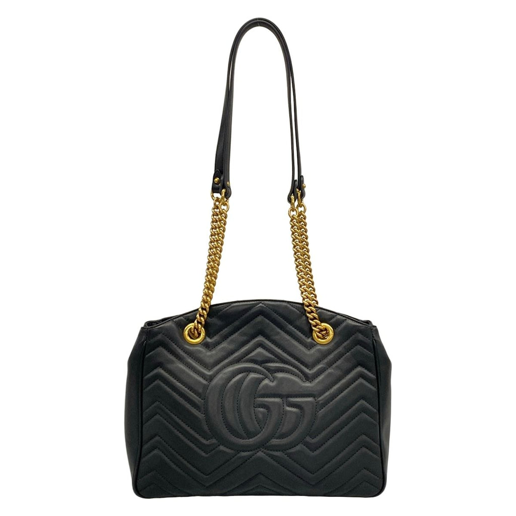 Gucci Shoulder Bag GG Marmont Black Chain Leather — view 3