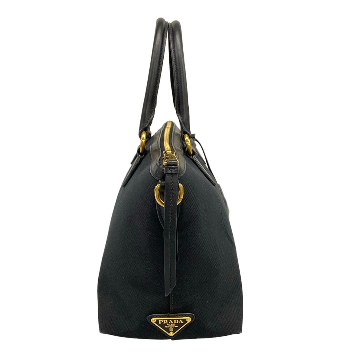 Prada Handbag Logo Jacquard Black Leather — view 2