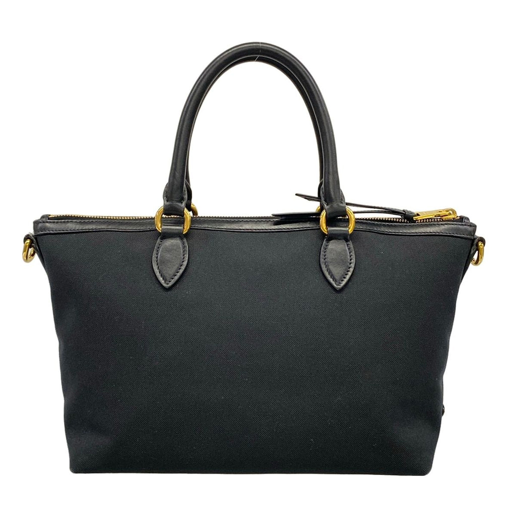 Prada Handbag Logo Jacquard Black Leather — view 3