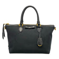 Prada Handbag Logo Jacquard Black Leather