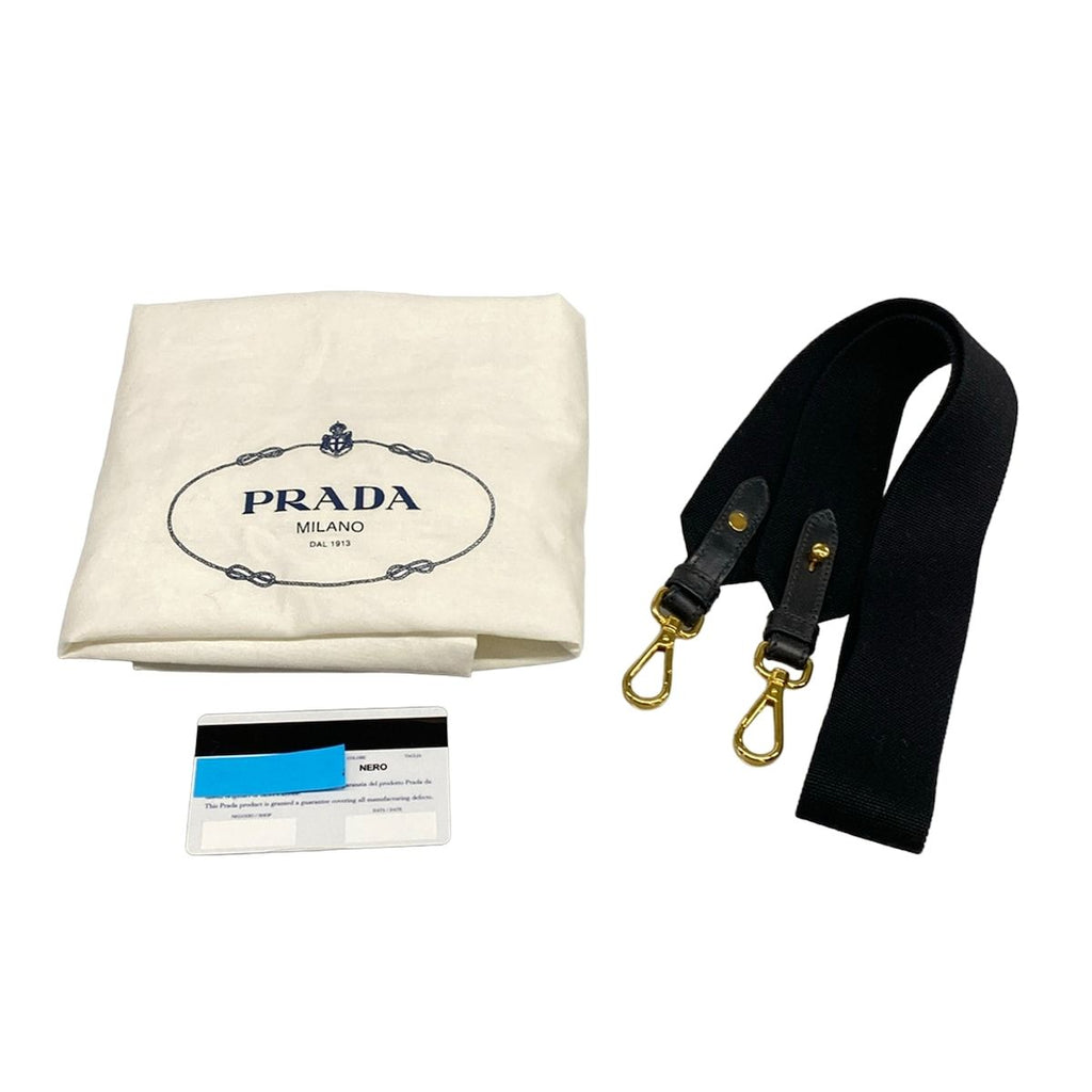 Prada Handbag Logo Jacquard Black Leather — view 8