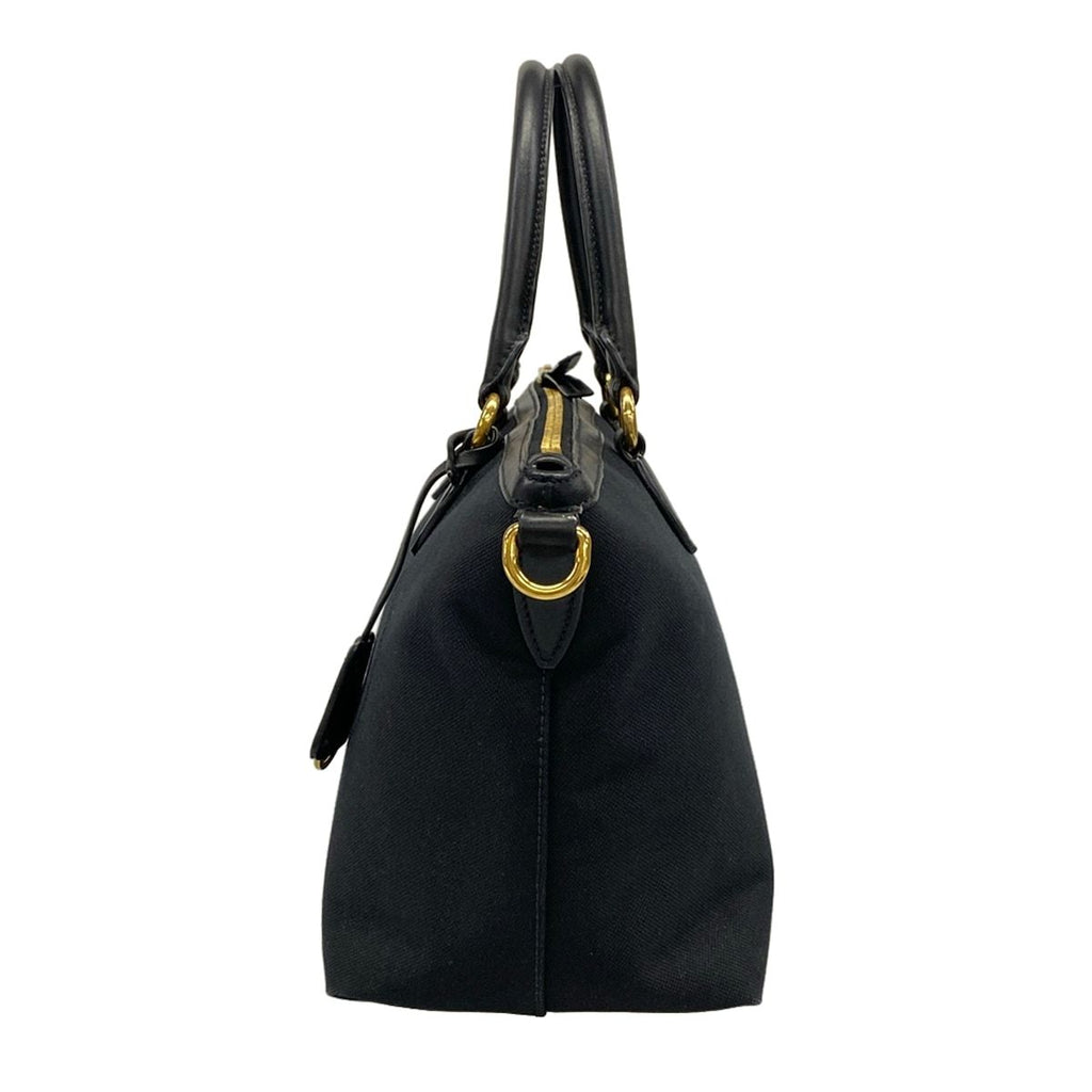 Prada Handbag Logo Jacquard Black Leather — view 4