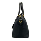 Prada Handbag Logo Jacquard Black Leather — view 4