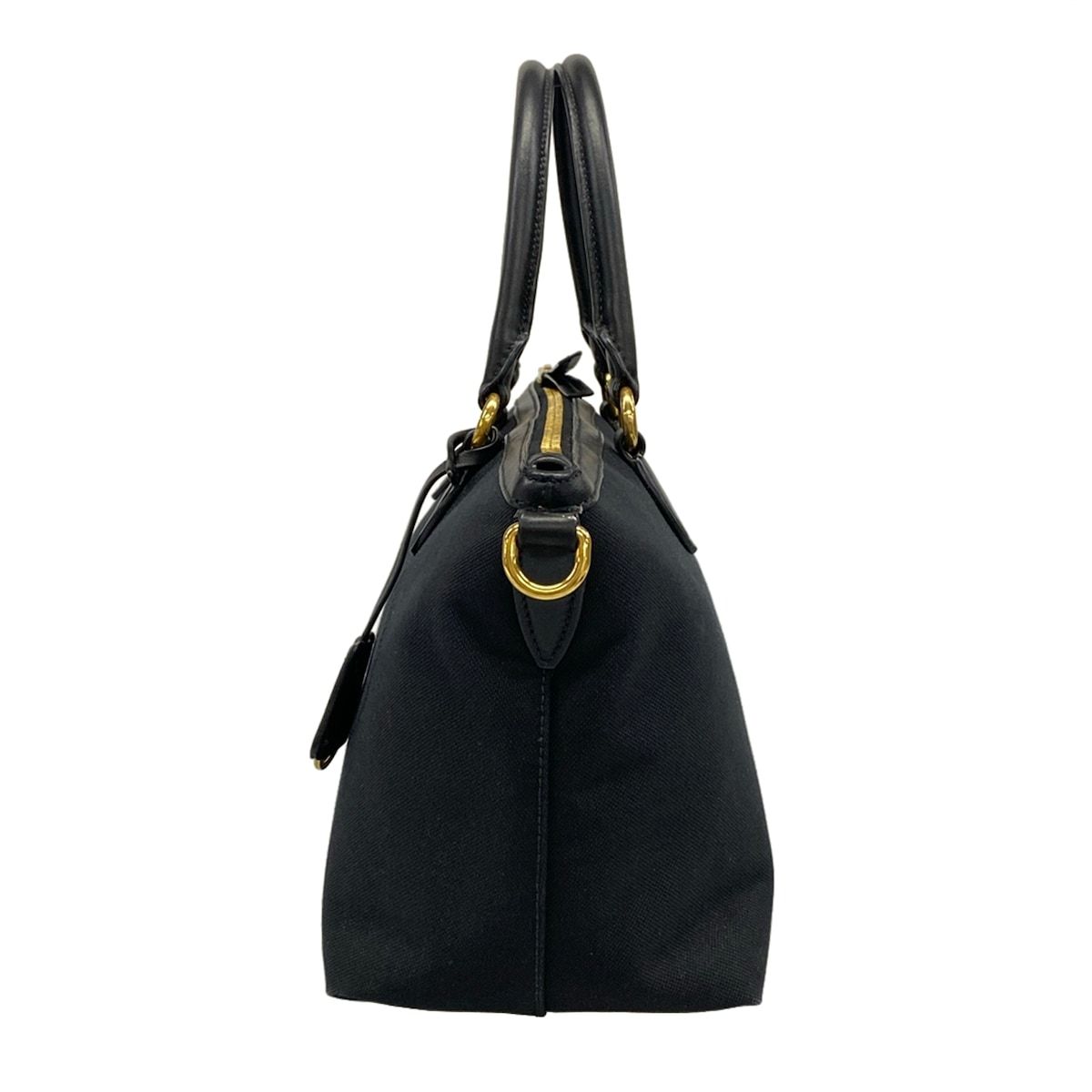 Prada Handbag Logo Jacquard Black Leather — view 4