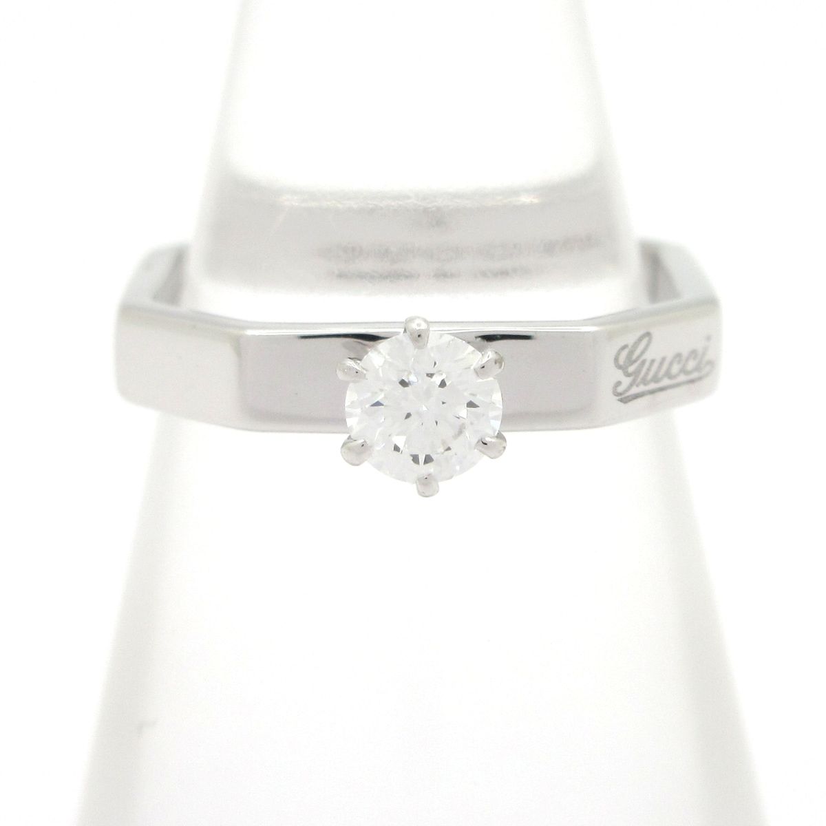 Gucci Ring Octagonal Solitaire 18k White Gold Diamond