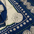 Hermes Shawl Carre Geant 140 Navy Ivory Black Zouaves Et Dragons Scarf — view 4