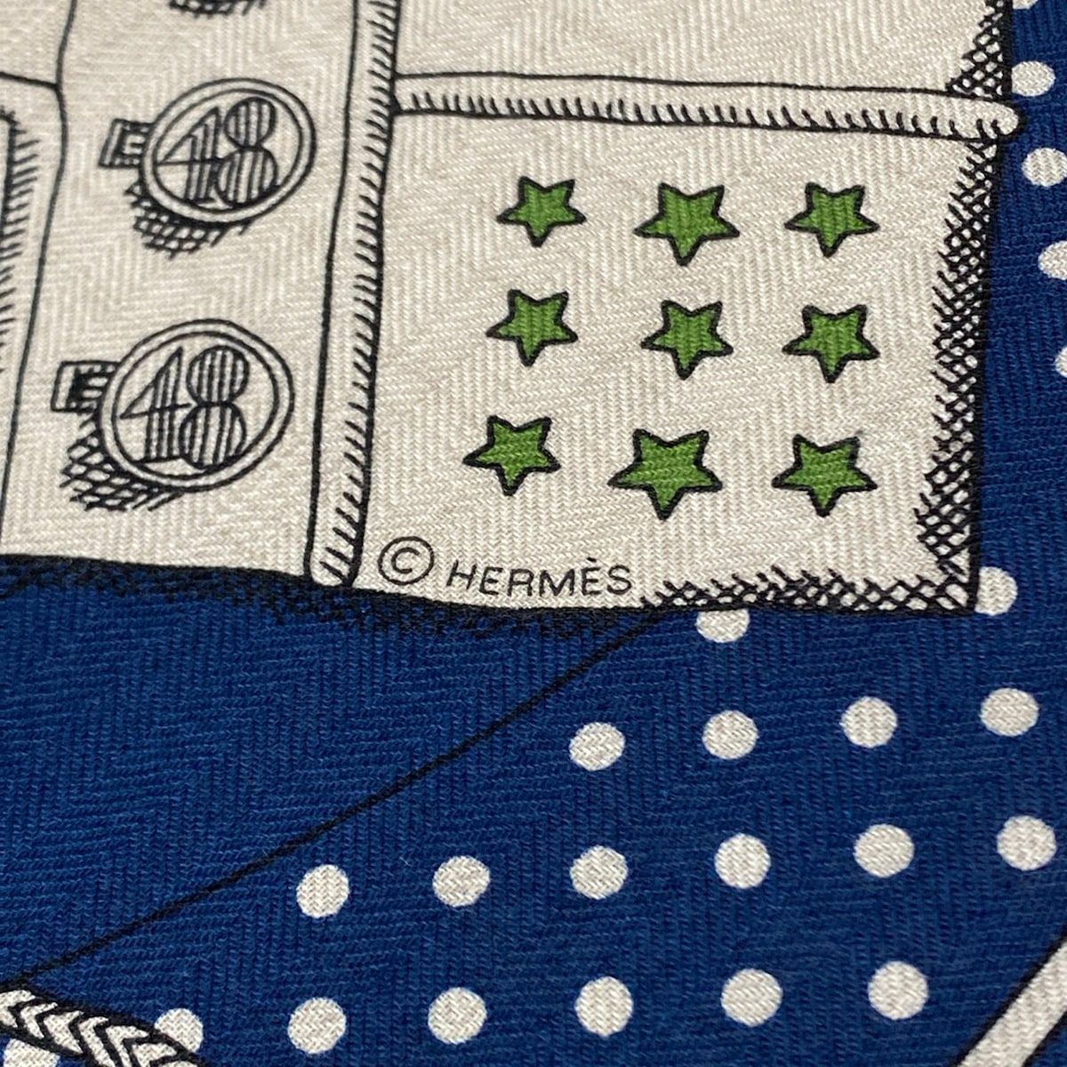 Hermes Shawl Carre Geant 140 Navy Ivory Black Zouaves Et Dragons Scarf — view 2