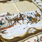 Hermes Scarf Carre 90 Beige Brown Multi les Plaisirs du Froid — view 4