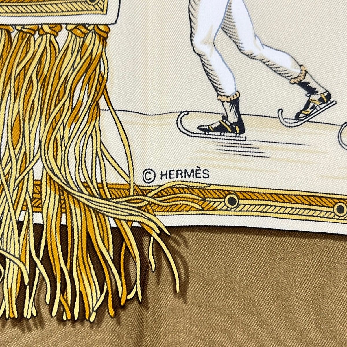 Hermes Scarf Carre 90 Beige Brown Multi les Plaisirs du Froid — view 2