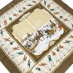 Hermes Scarf Carre 90 Beige Brown Multi les Plaisirs du Froid