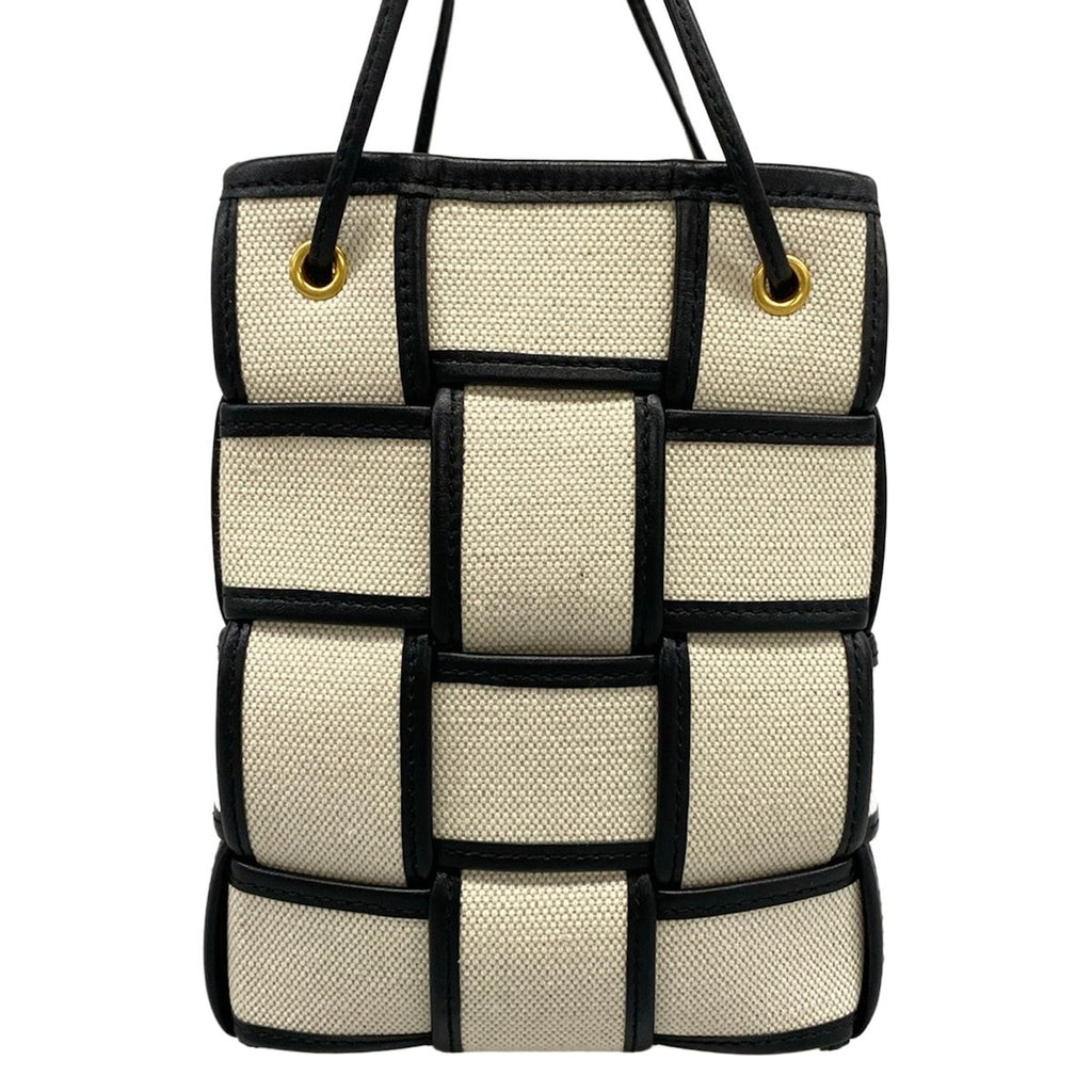 Bottega Veneta Shoulder Bag Cassette Mini Cross White Black Maxi Intrecciato — view 2