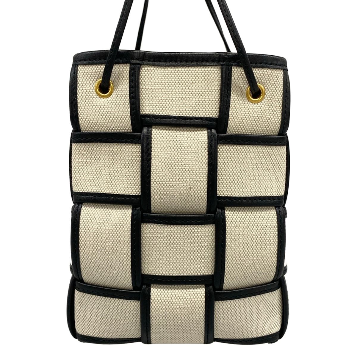 Bottega Veneta Shoulder Bag Cassette Mini Cross White Black Maxi Intrecciato — view 2