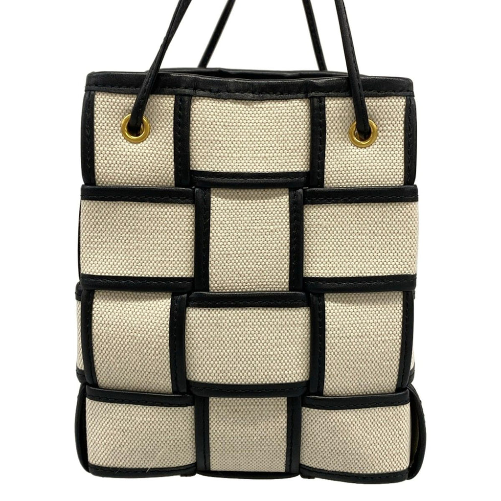 Bottega Veneta Shoulder Bag Cassette Mini Cross White Black Maxi Intrecciato — view 4