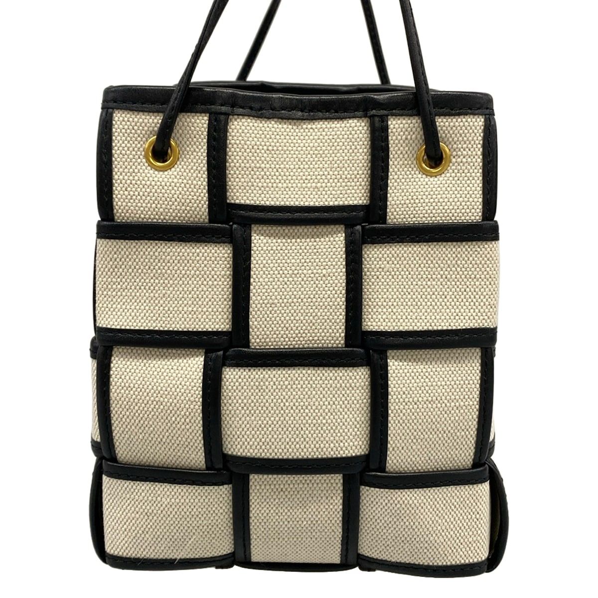Bottega Veneta Shoulder Bag Cassette Mini Cross White Black Maxi Intrecciato — view 4