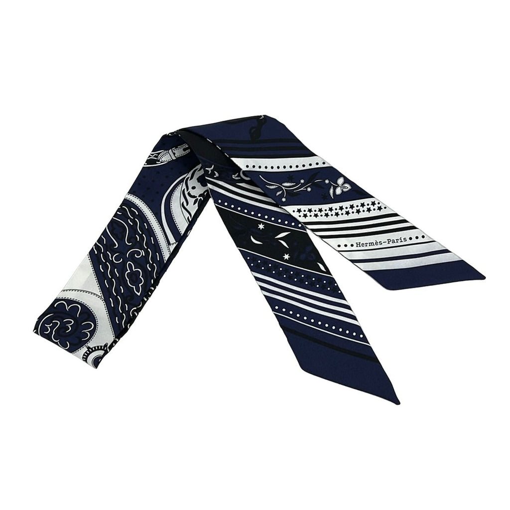 Hermes Scarf Twill Navy White Amazon Festival Silk