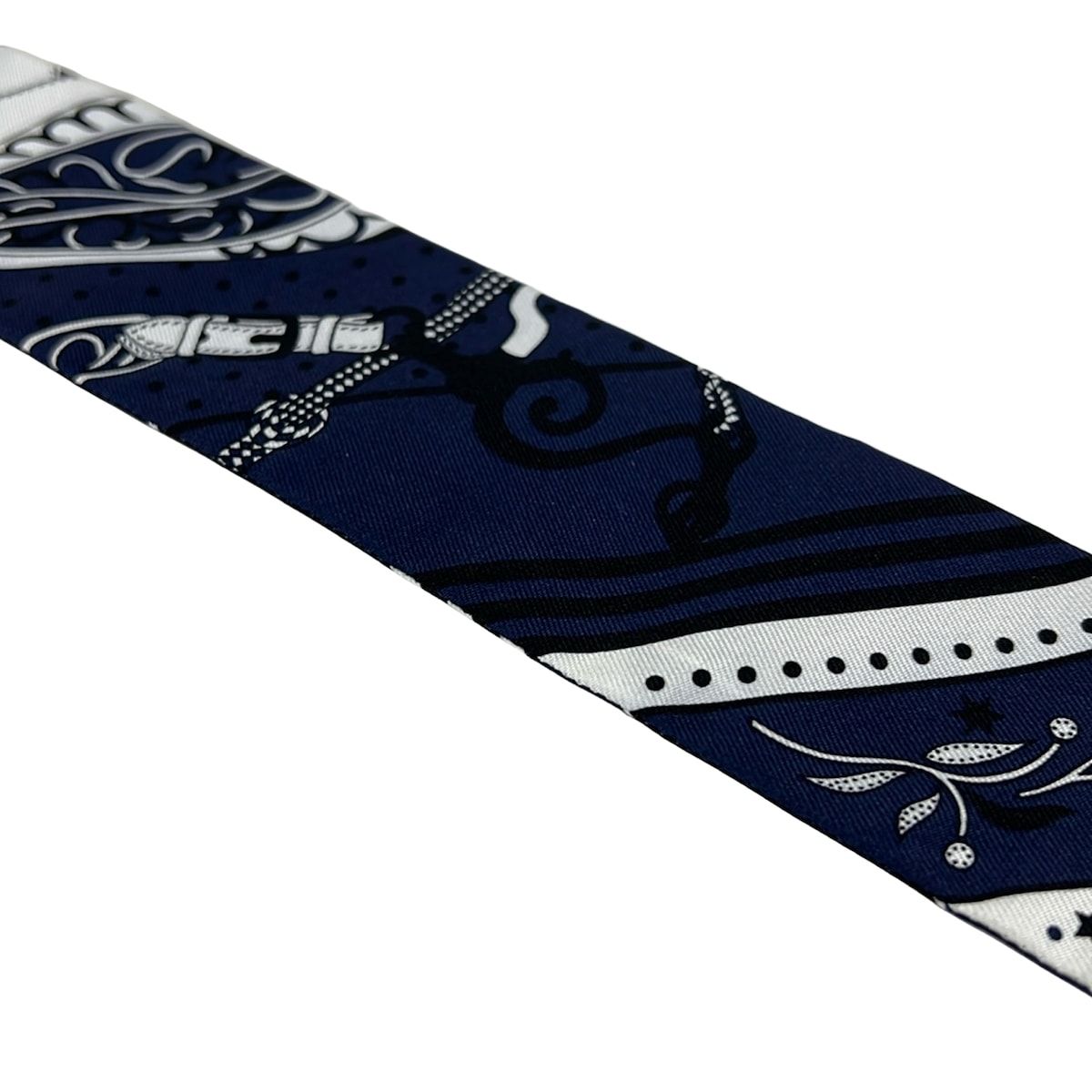 Hermes Scarf Twill Navy White Amazon Festival Silk — view 6